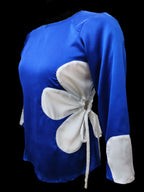 Indigo Blue White Top With Drawstrings