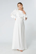 Lila White Knotted Front Soft Crepe Maxi Dress