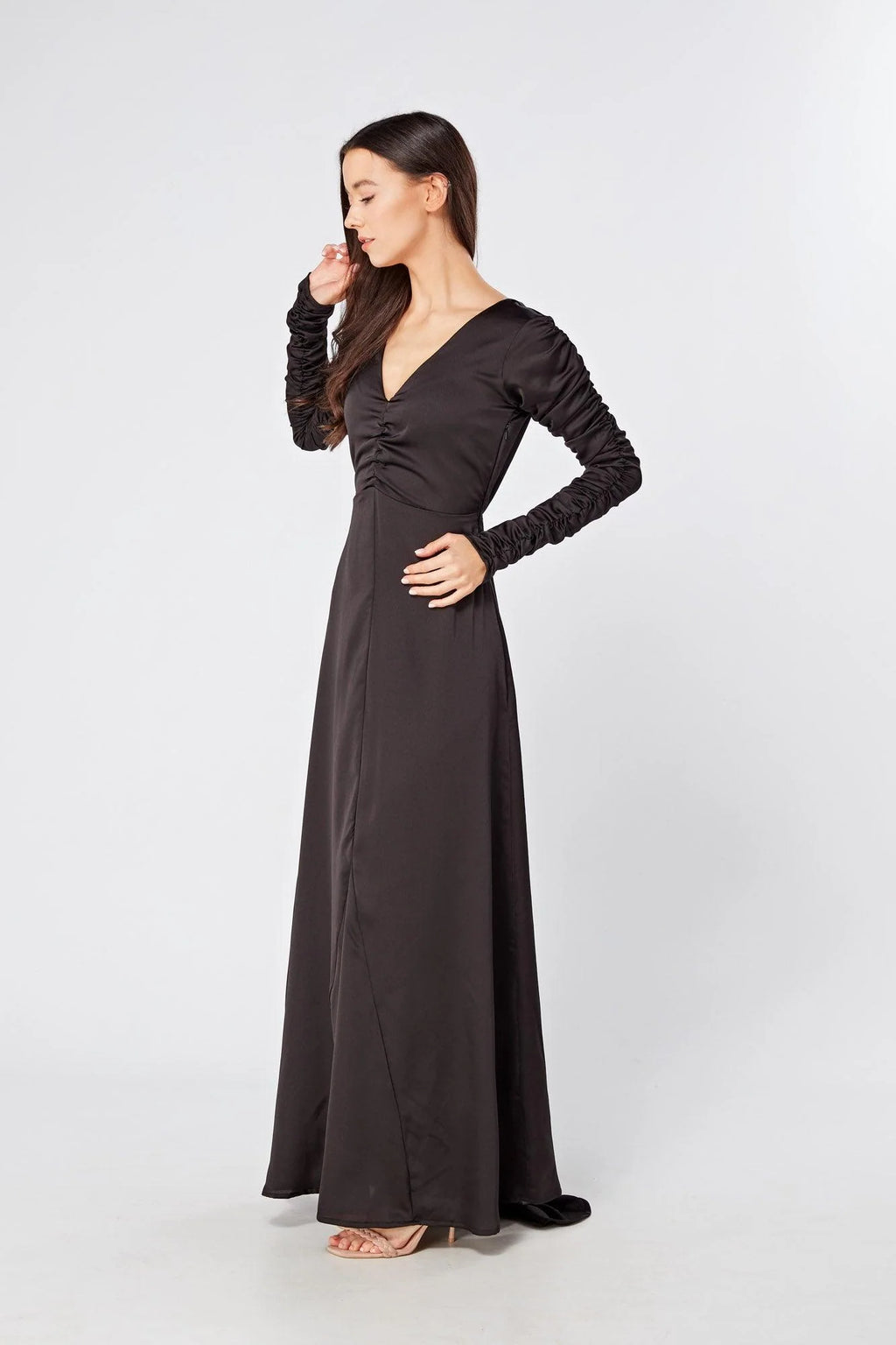 Ella Black Crepe Maxi Dress