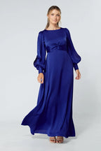 Lila Cobalt Blue Knotted Front Maxi Dress