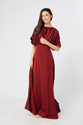 Josephine Deep Red Satin Maxi Dress