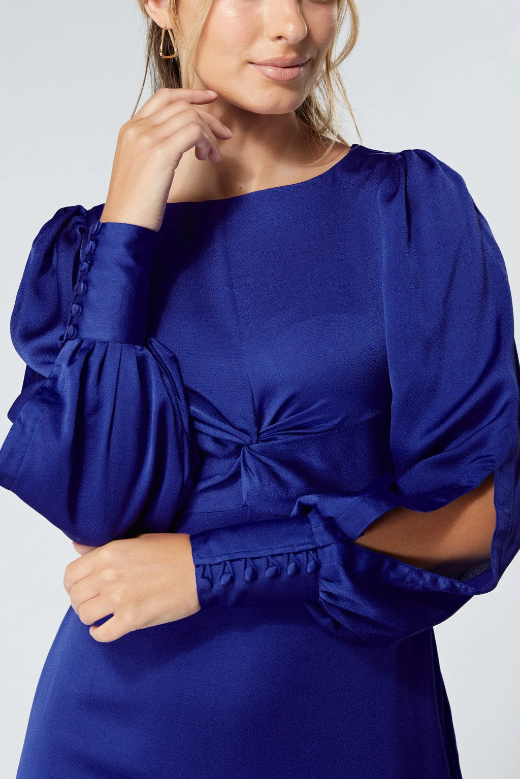 Lila Cobalt Blue Knotted Front Maxi Dress