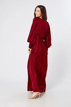 Norina Deep Red Satin Maxi Dress
