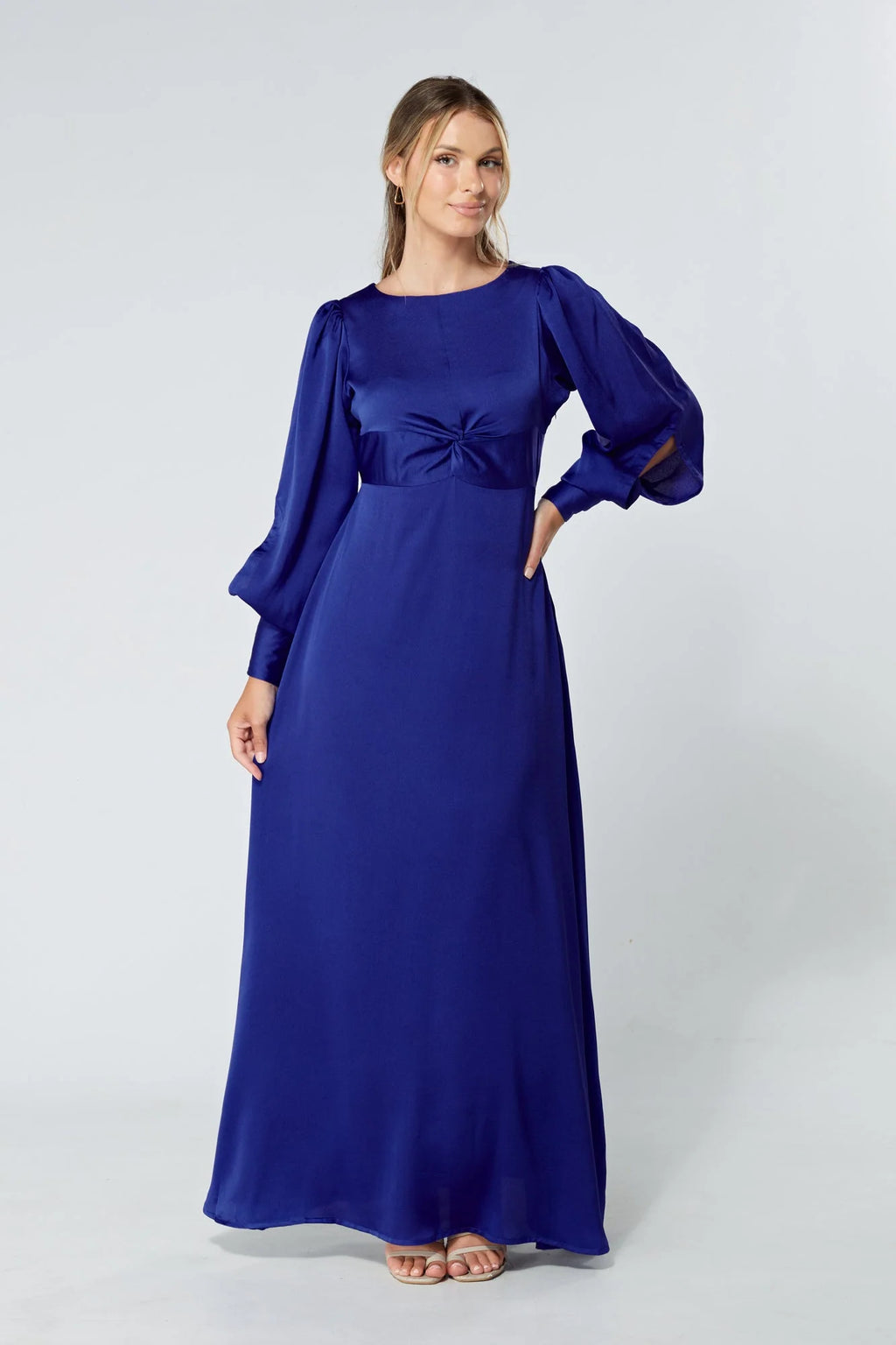 Lila Cobalt Blue Knotted Front Maxi Dress