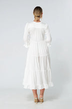 Gia White Tiered Maxi Dress