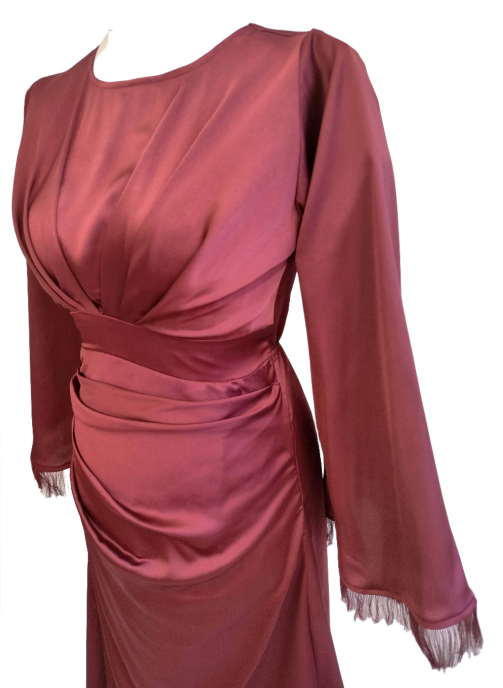 Amaya deep red maxi dress with wide sleeves