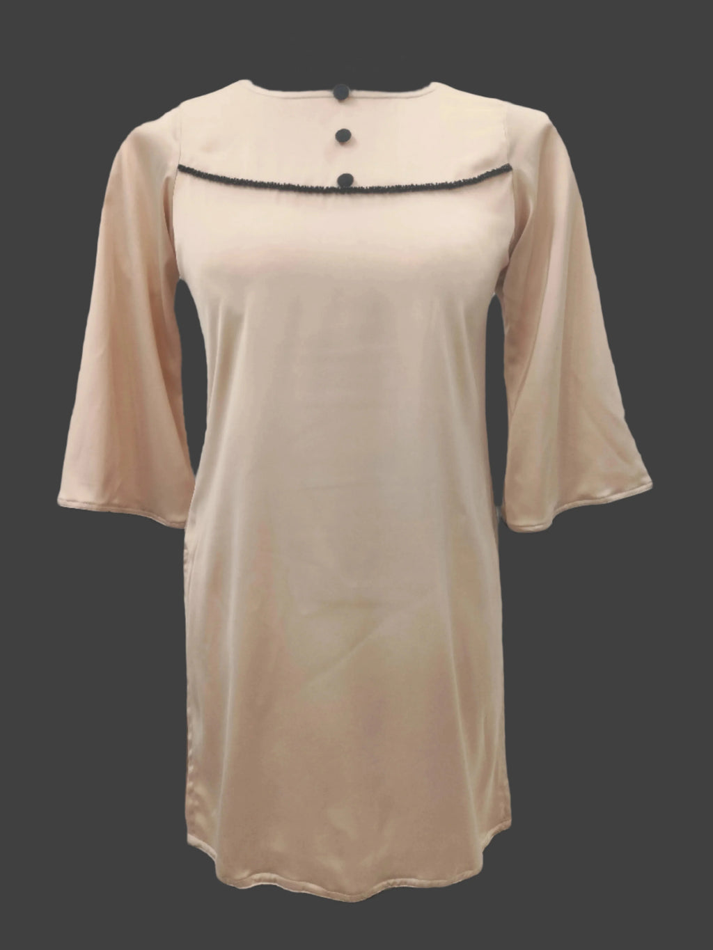 Nisha Beige Black Premium Satin Kameez