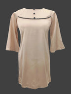 Nisha Beige Black Premium Satin Kameez