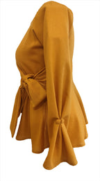 Clara yellow front knotted top
