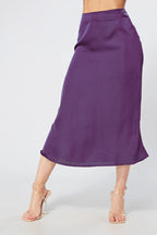 Elisa Mauve Satin Midi Skirt