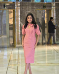 Britney pink midi dress with short sleeves