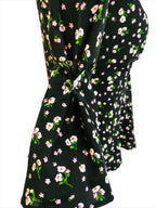 Bella black floral front knotted top
