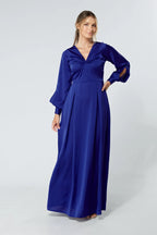 Delilah Cobalt Blue Satin Maxi Dress