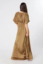 Josephine Deep Gold Satin Maxi Dress