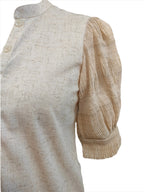 Demi light beige puff short sleeves top