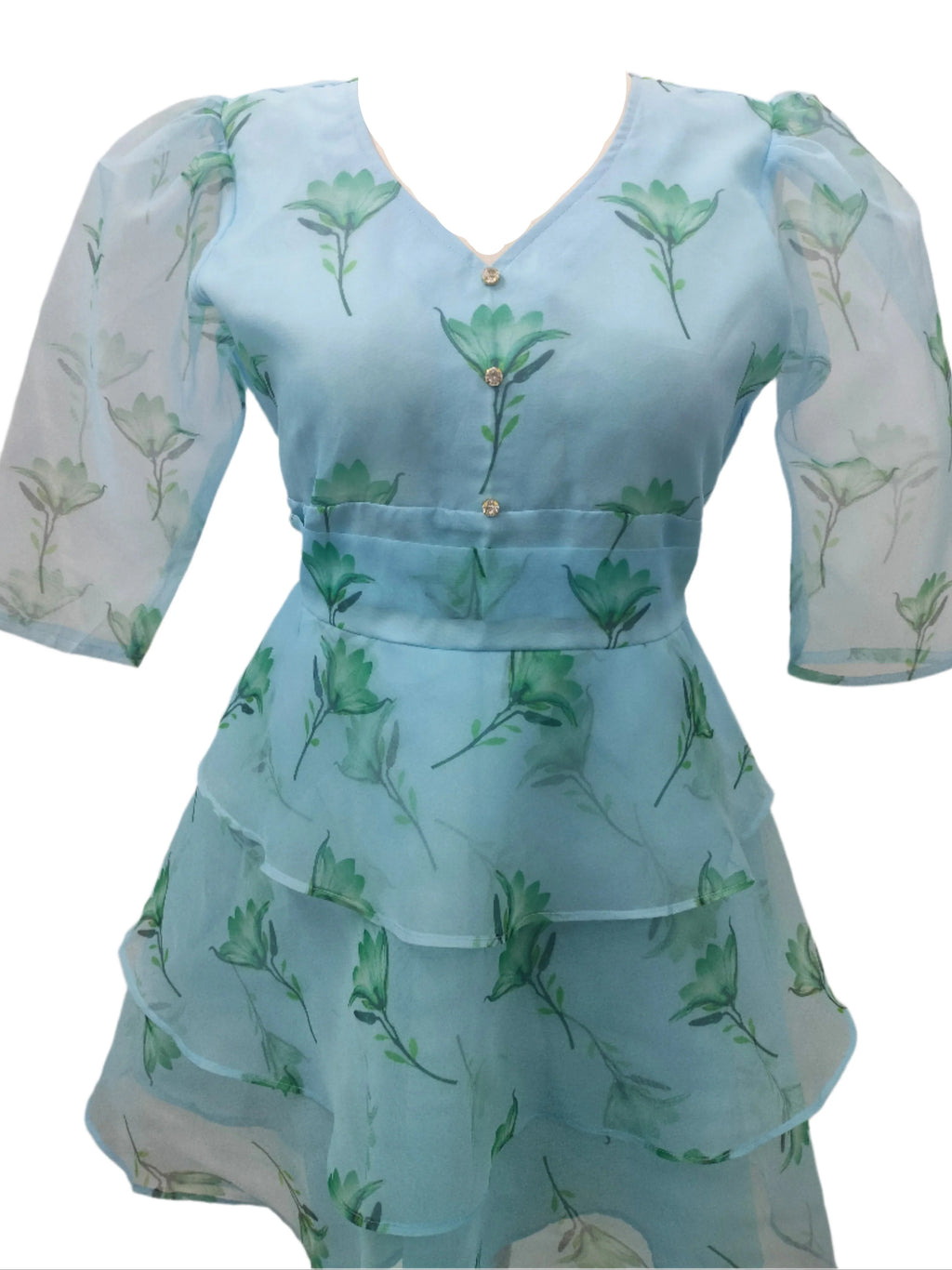 Quinn Floral Sky Blue Mini Dress