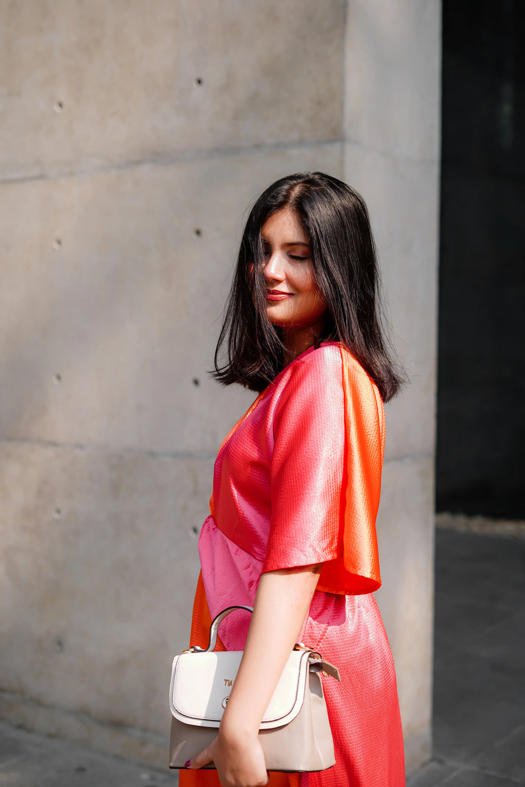 Aurora Pink Orange Midaxi Dress