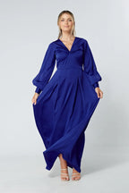 Delilah Cobalt Blue Satin Maxi Dress
