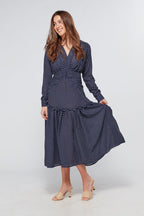 Nikita Navy Dotted Midi Dress