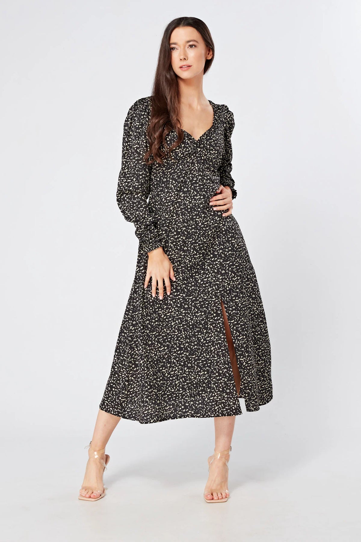 Jinora black midi dress