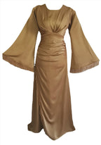Amaya dark gold maxi dress with wide sleeves