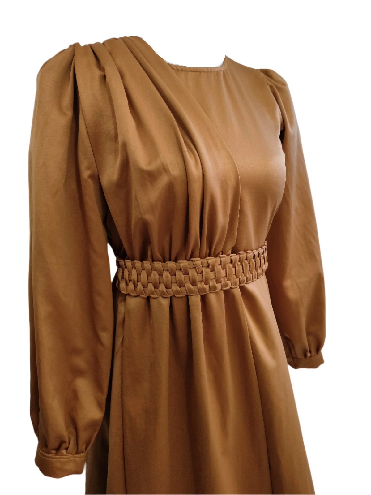 Nicole Mustard Yellow Midi Dress With Braided Waist