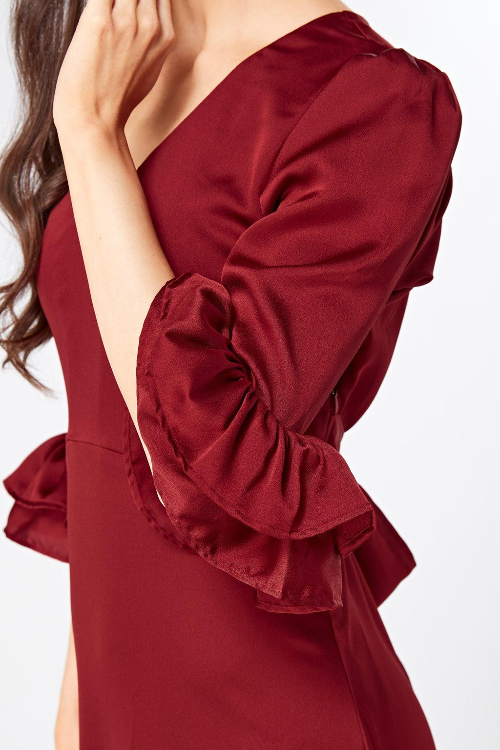 Francesca Satin Feel Red Midaxi Dress