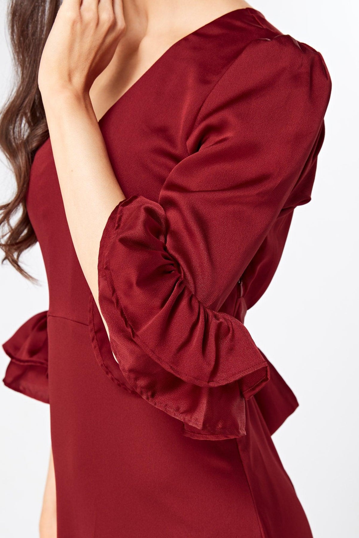 Francesca Satin Feel Red Midaxi Dress