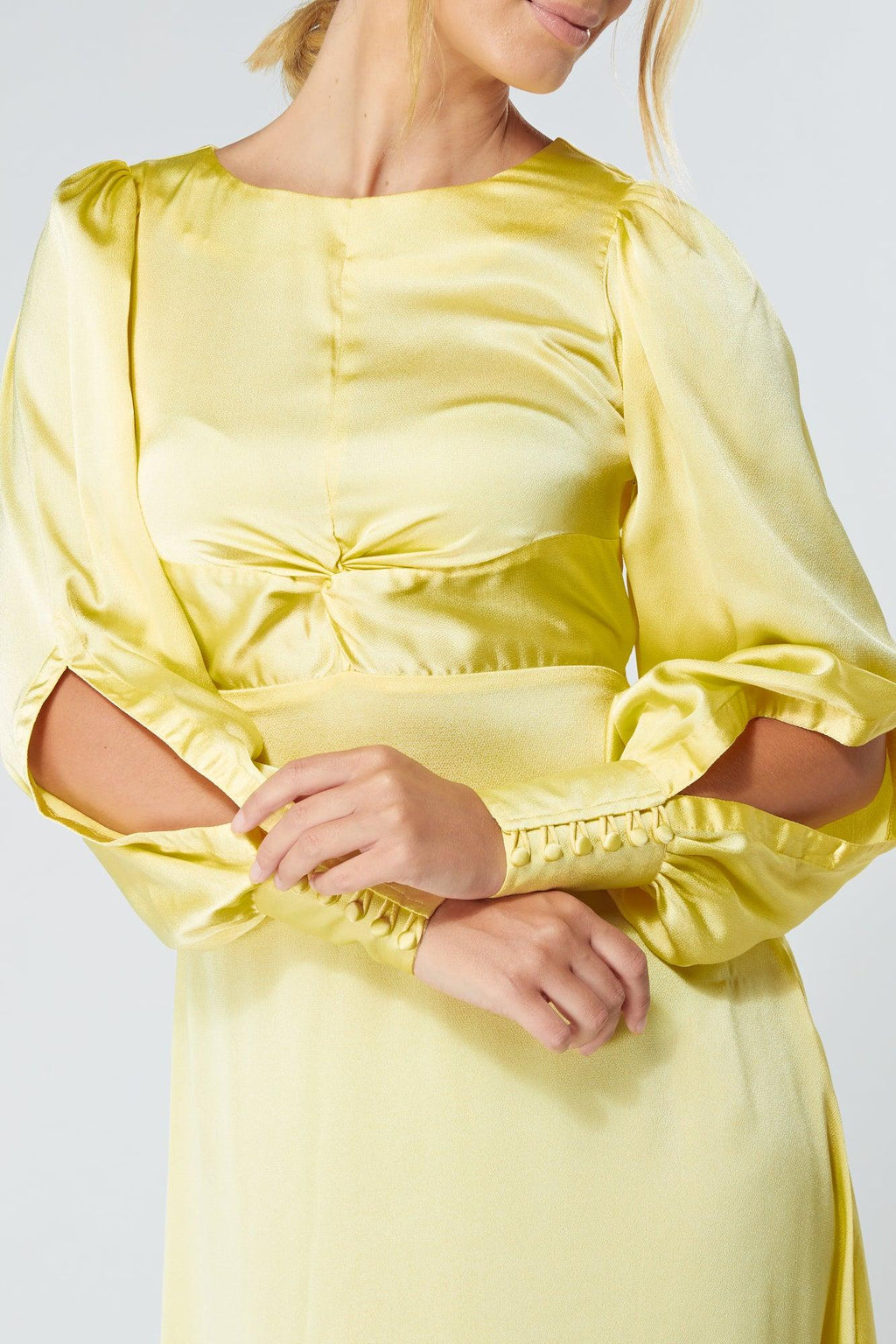 Lila Yellow Knotted Front Maxi Dress