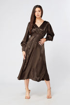 Zara brownish grey premium satin midi dress