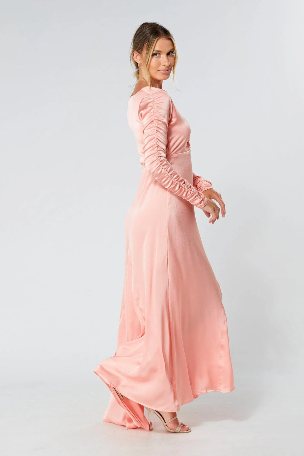 Ella Blush Nude Crepe Maxi Dress