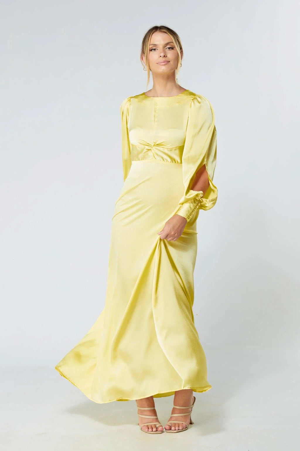 Lila Yellow Knotted Front Maxi Dress