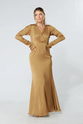 Alessandra Gold Satin Crepe Maxi Dress
