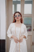 Safa Off White Golden Premium Satin Kameez