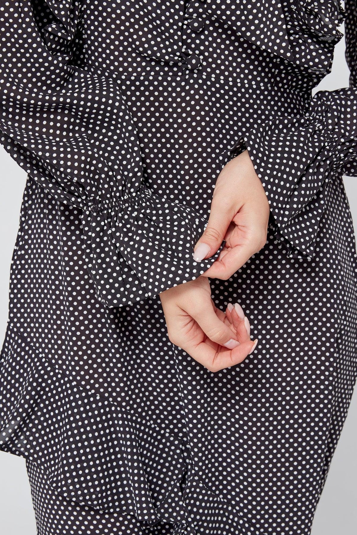 Anais Black And White Dotted Maxi Dress