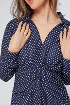 Nikita Navy Dotted Midi Dress