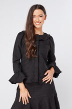 Arabella Black Top With Oversized Collar