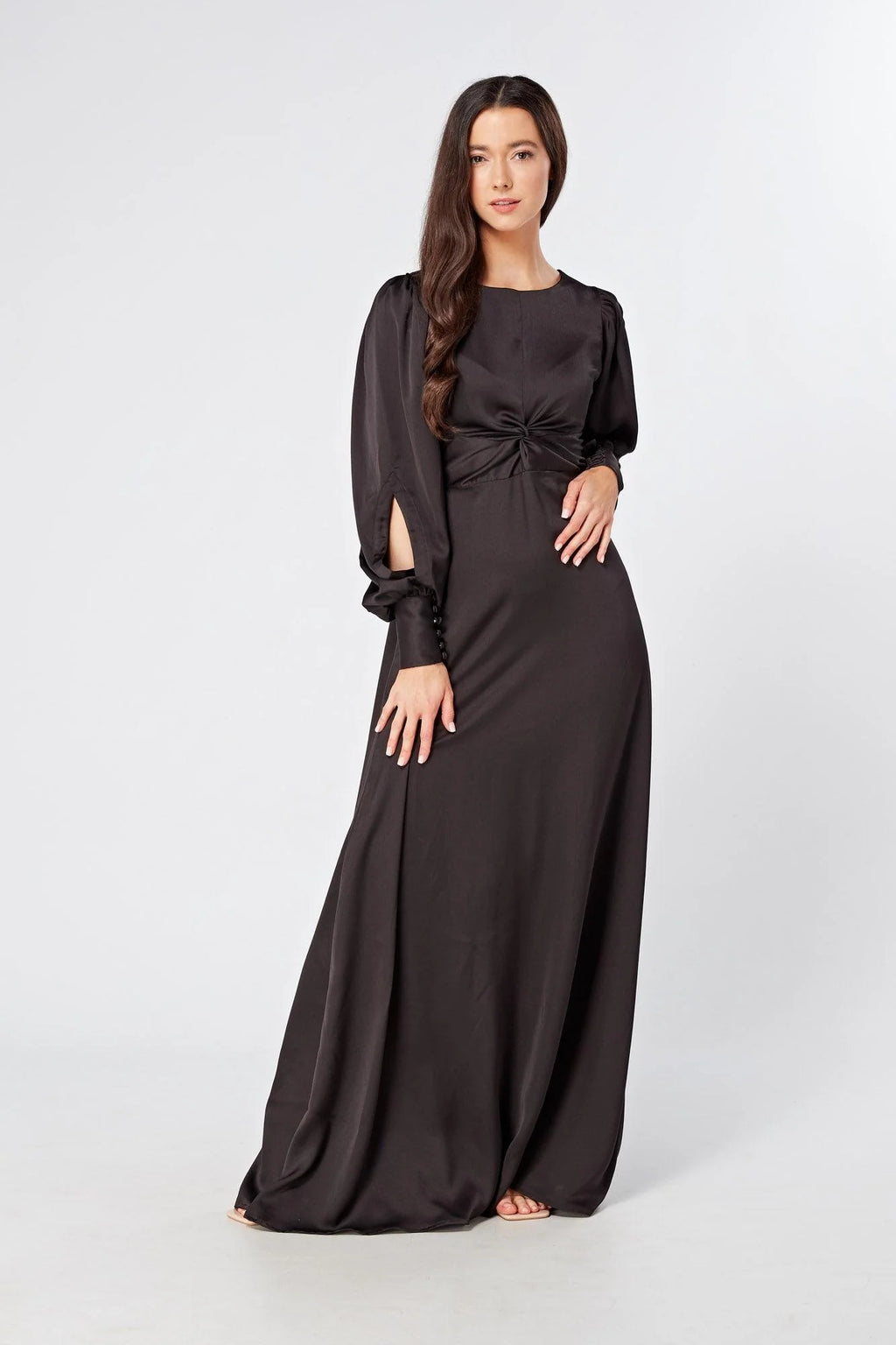Lila Black Knotted Front Maxi Dress