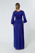 Delilah Cobalt Blue Satin Maxi Dress