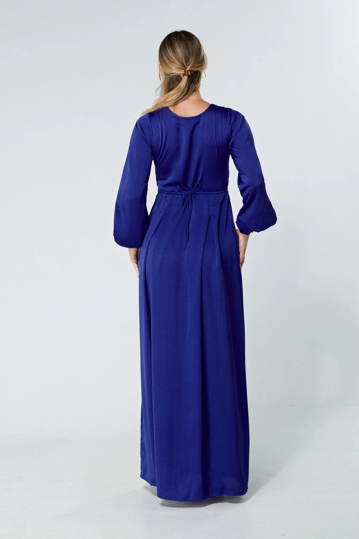 Delilah Cobalt Blue Satin Maxi Dress