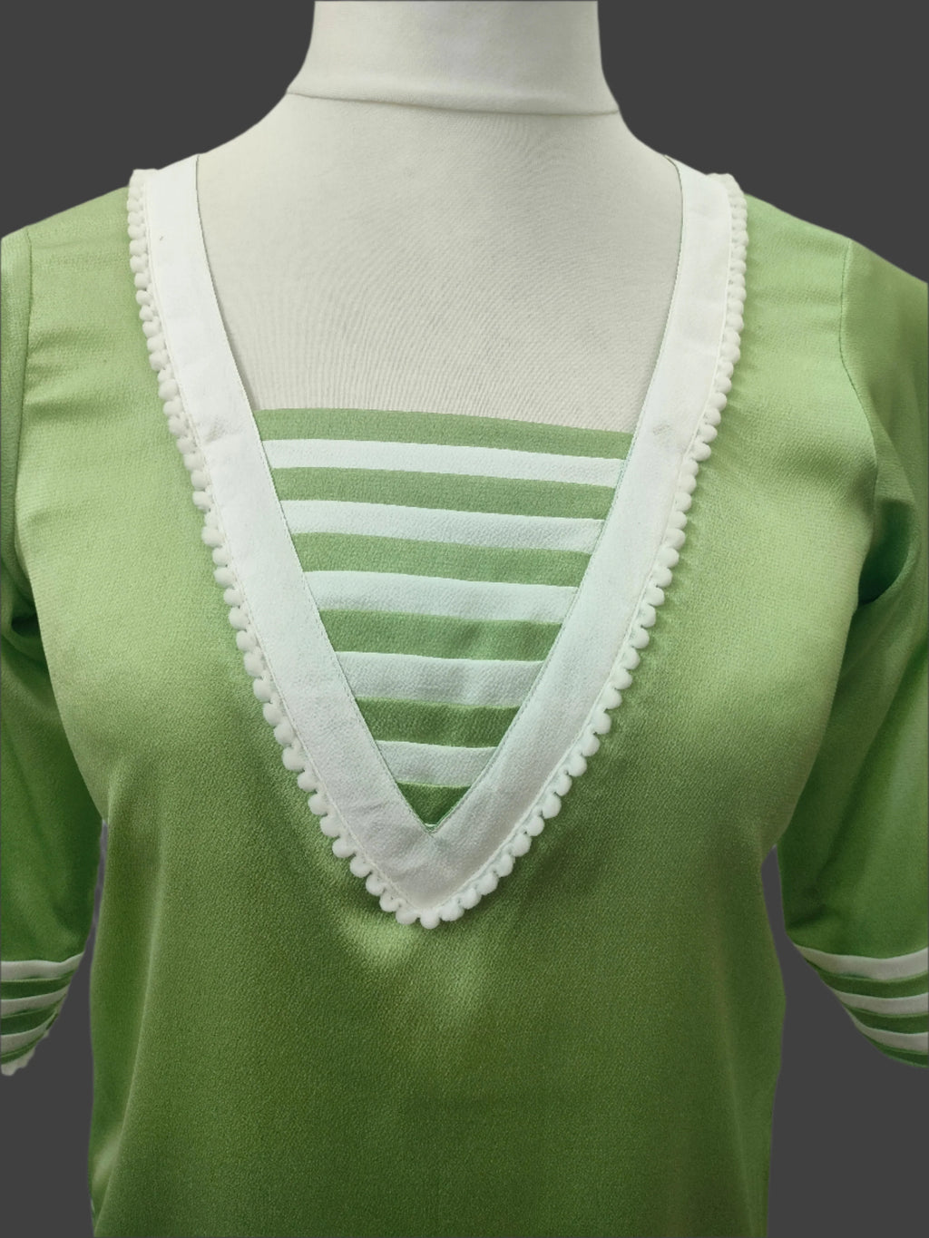 Anora Green White Premium Satin Kameez