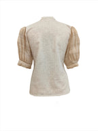 Demi light beige puff short sleeves top