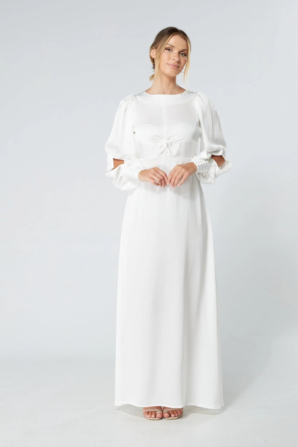 Lila White Knotted Front Maxi Dress