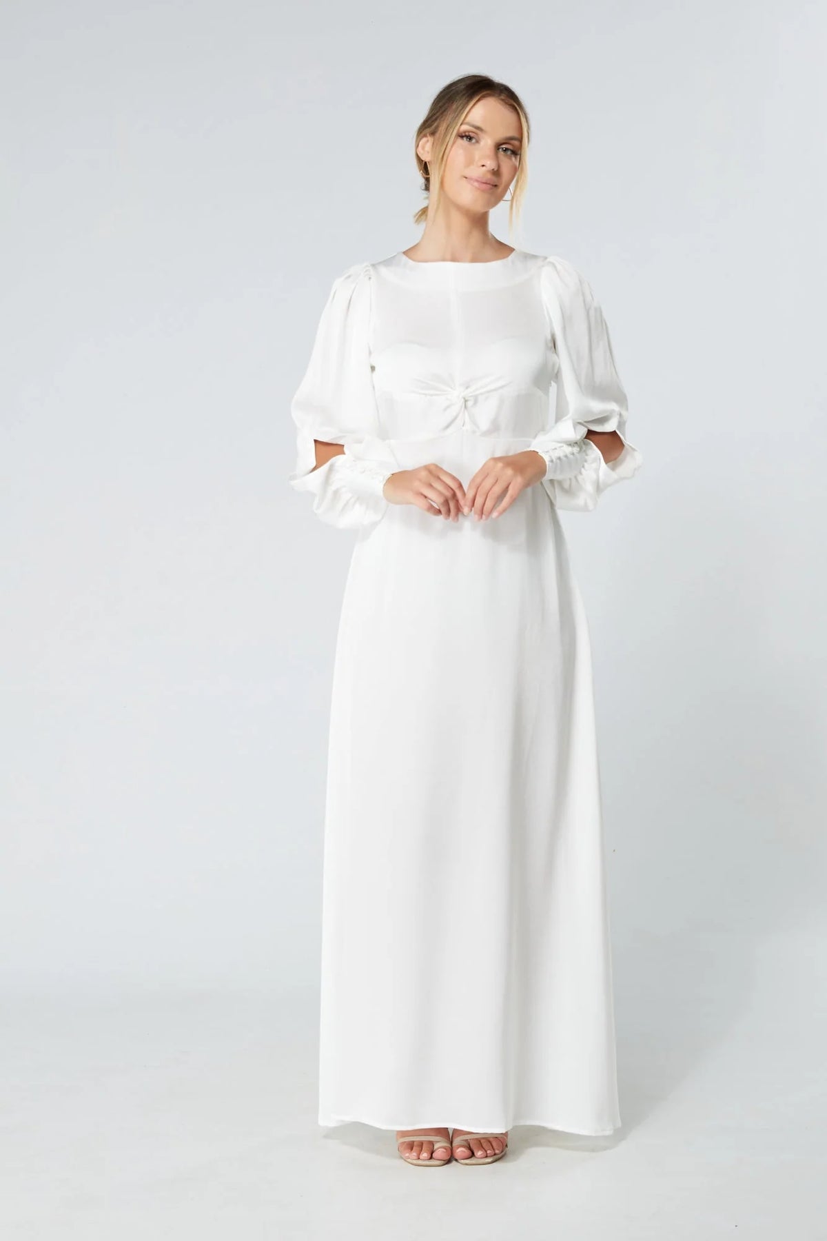 Lila White Knotted Front Maxi Dress