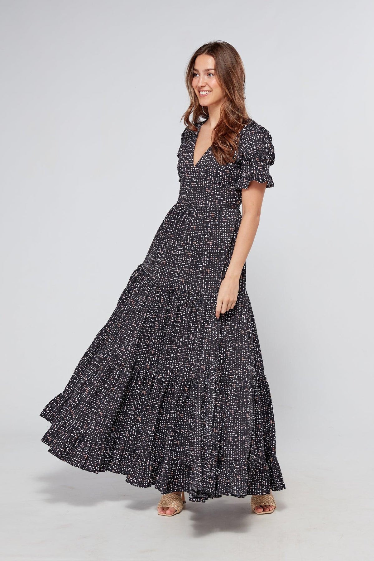 Alaya Black Printed Maxi Dress