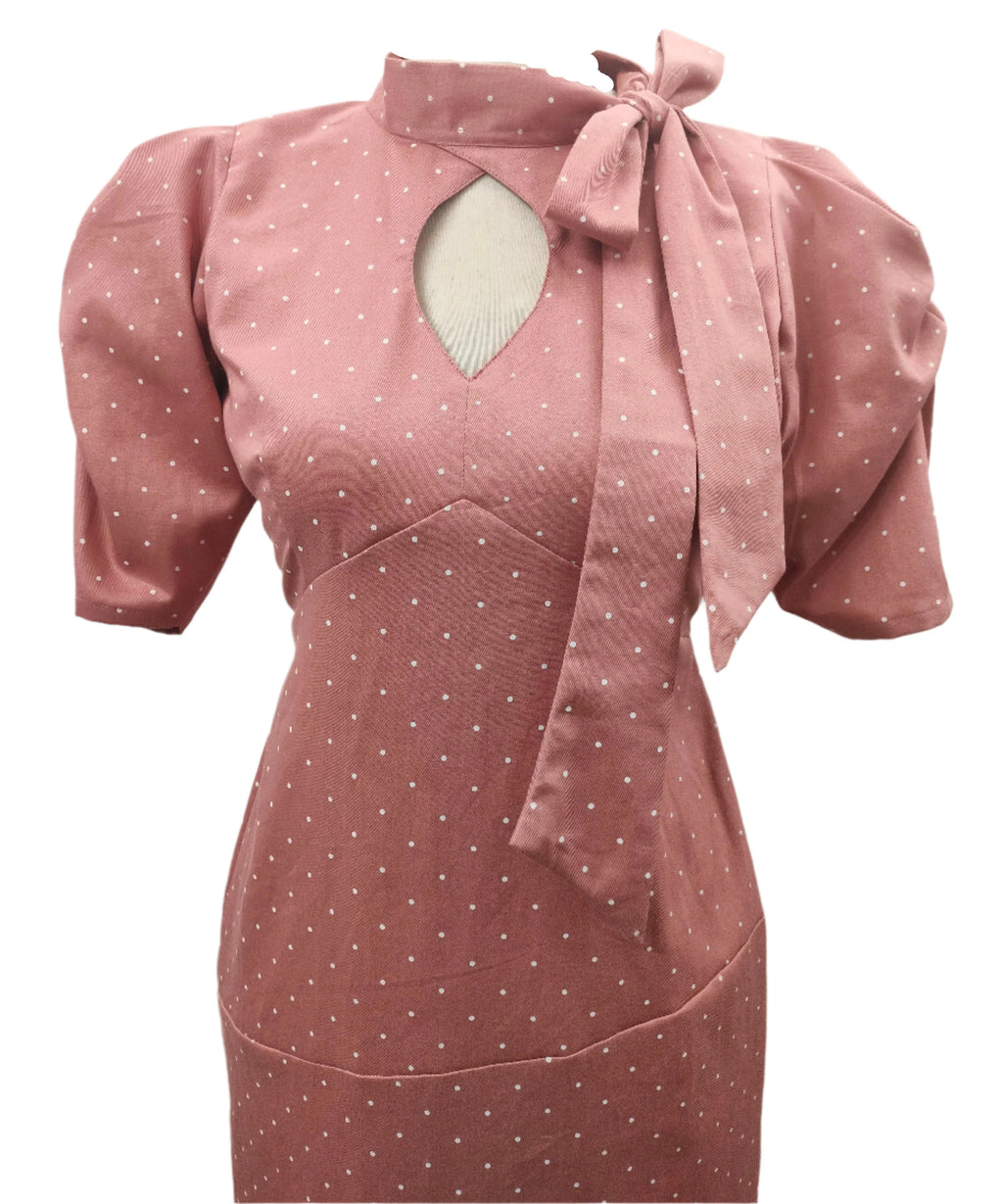 Britney pink midi dress with short sleeves