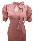 Britney pink midi dress with short sleeves