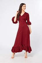 Francesca Satin Feel Red Midaxi Dress