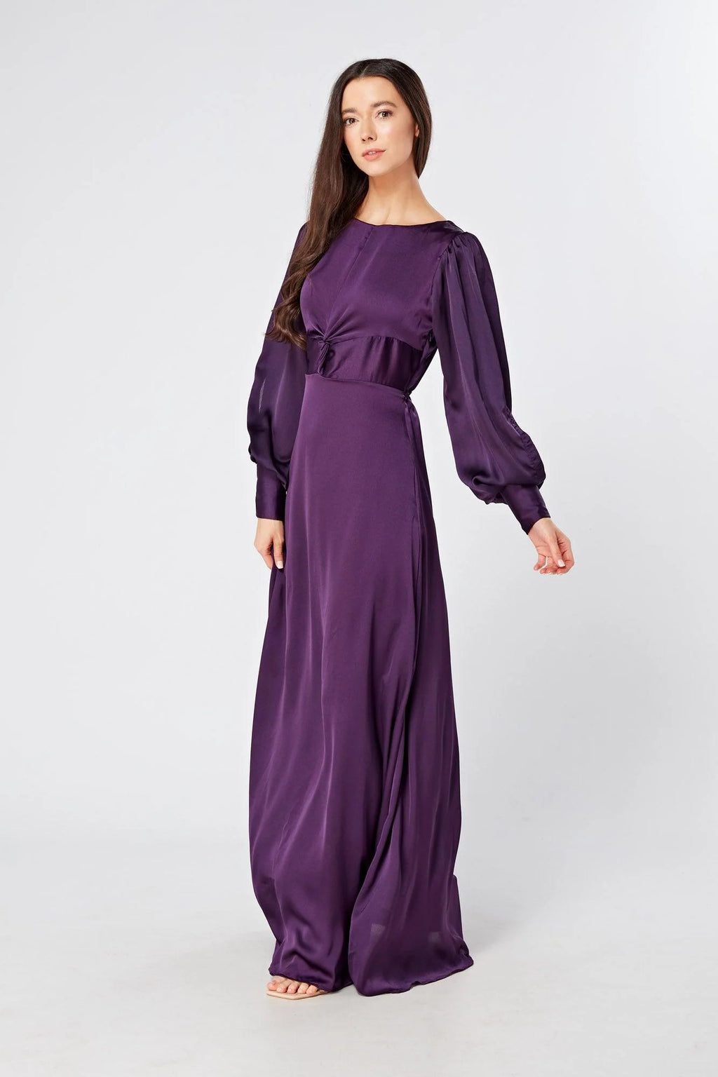 Lila Purple Knotted Front Soft Crepe Maxi Dress