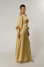 Lila Light Gold Knotted Front Maxi Dress